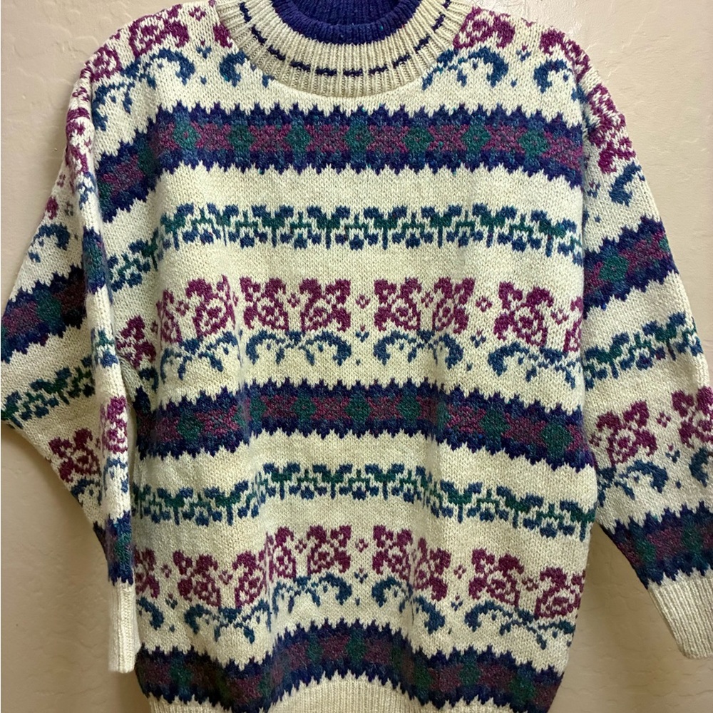 Vintage Floral Knit Sweater